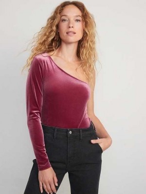 Hauts Old Navy One-Shoulder Velvet Top Femme Rouge | 924-EZBTSI
