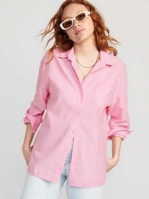Hauts Old Navy Oversized Boyfriend Shirt Femme Rose | 460-MHVDQZ