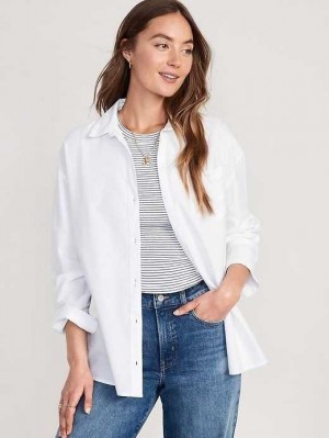 Hauts Old Navy Oversized Boyfriend Shirt Femme Blanche | 369-SIWPNZ