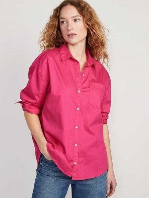 Hauts Old Navy Oversized Boyfriend Shirt Femme Rose Clair | 904-UXGOTL