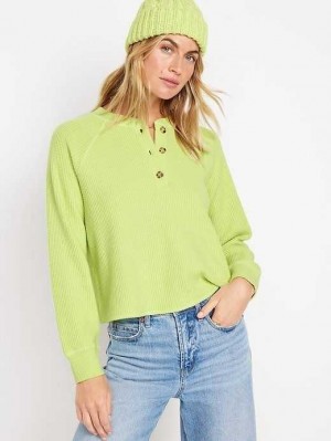 Hauts Old Navy Plush Waffle-Knit Henley Top Femme Citrine | 950-XNFVIM