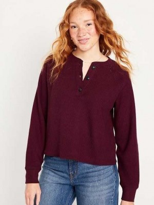 Hauts Old Navy Plush Waffle-Knit Henley Top Femme Raisin Arizona | 201-XZOTIE