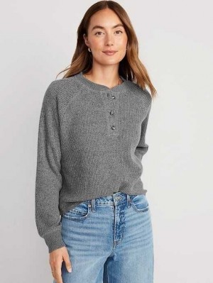 Hauts Old Navy Plush Waffle-Knit Henley Top Femme Panther | 049-LUMGXB