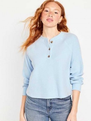 Hauts Old Navy Plush Waffle-Knit Henley Top Femme Rock Pool | 890-ZPRNES