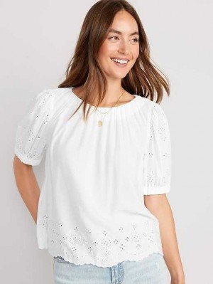 Hauts Old Navy Puff-Sleeve Shirred Top Femme Calla Lilies | 258-JMOTLF
