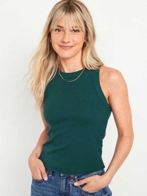 Hauts Old Navy Rib-Knit Cropped Tank Top Femme Turquoise | 273-HRLPKO