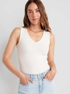 Hauts Old Navy Rib-Knit V-Neck Tank Top Femme Bleu Clair | 765-UHDVBA