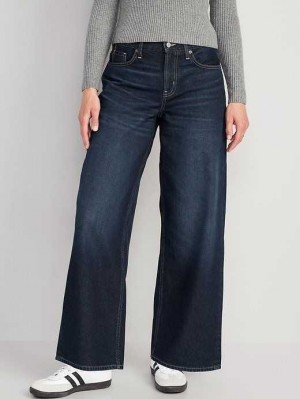Jean Old Navy Baggy Larges-Leg Non-Stretch Jeans Femme Lavage Foncé | 567-CVZEMG