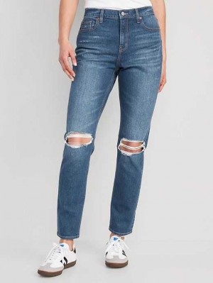 Jean Old Navy Boyfriend Droit Ripped Jeans Femme Lavage | 538-TYFGCO