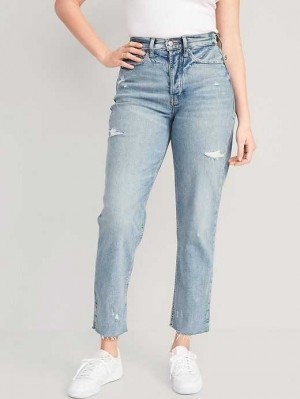 Jean Old Navy Curvy Extra High-Waisted Sky-Hi Droit Button-Fly Cut-Off Jeans Femme Reem | 601-TISKMN