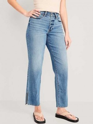 Jean Old Navy Curvy High-Waisted Button-Fly OG Loose Side-Slit Jeans Femme Lilo | 975-AKZBUC