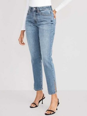 Jean Old Navy Curvy High-Waisted O.G. Droit Side-Split Jeans Femme Courtney | 463-HYTUVF