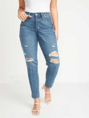 Jean Old Navy Curvy High-Waisted OG Droit Button-Fly Distressed Ankle Jeans Femme Lisa | 103-LHDGUO