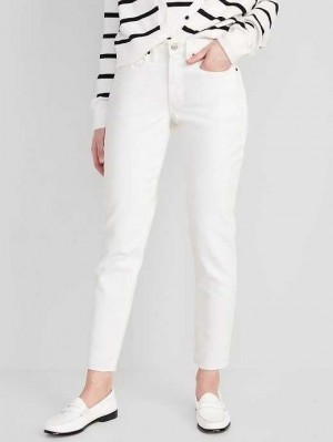 Jean Old Navy Curvy High-Waisted OG Droit White Cut-Off Ankle Jeans Femme Blanche | 839-WBOLAM