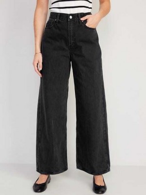 Jean Old Navy Extra High-Waisted Baggy Larges-Leg Non-Stretch Jeans Femme Noir | 463-JPCVNW