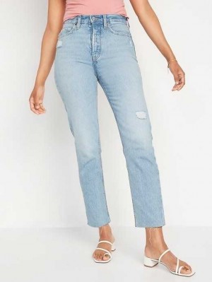 Jean Old Navy Extra High-Waisted Button-Fly Sky-Hi Droit Non-Stretch Cut-Off Jeans Femme Alma | 712-WOZLDK