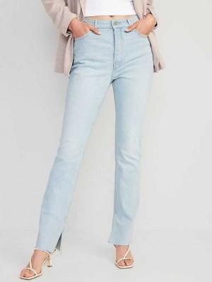 Jean Old Navy Extra High-Waisted Button-Fly Kicker Boot-Cut Side-Slit Jeans Femme Lavage Clair | 870-KZHENR