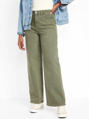 Jean Old Navy Extra High-Waisted Larges-Leg Jeans Femme Vert Olive | 137-DMZLGT