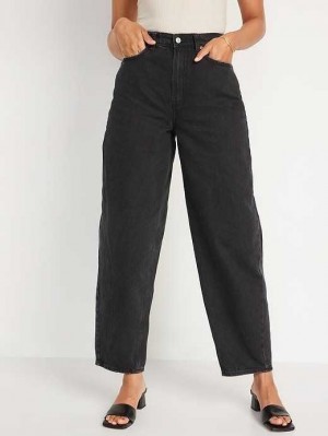 Jean Old Navy Extra High-Waisted Non-Stretch Black Balloon Ankle Jeans Femme Noir Lavage | 317-JZKNGX