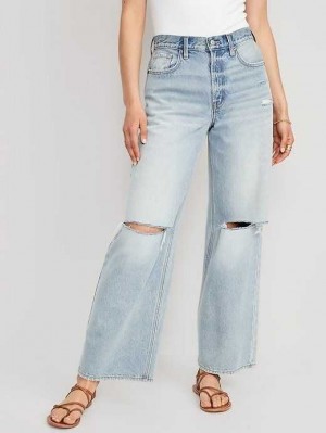 Jean Old Navy Extra High-Waisted Ripped Baggy Larges-Leg Non-Stretch Jeans Femme Nessa Damage | 451-PARESC