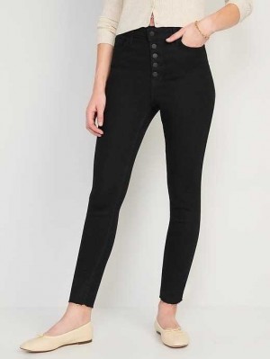 Jean Old Navy Extra High-Waisted Rockstar 360 Stretch Super-Mince Jeans Femme Noir | 437-SXEIRB