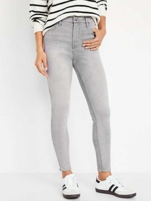 Jean Old Navy Extra High-Waisted Rockstar 360 Stretch Super-Mince Jeans Femme Grise Clair | 184-CBPZYR