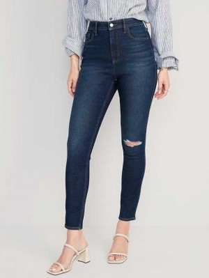 Jean Old Navy Extra High-Waisted Rockstar 360 Stretch Super-Mince Jeans Femme Noir | 901-MRSTYI