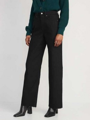 Jean Old Navy Extra High-Waisted Sky-Hi Larges-Leg Cut-Off Jeans Femme Noir | 158-WQFXJN