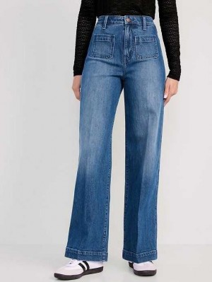Jean Old Navy Extra High-Waisted Trouser Larges-Leg Jeans Femme Knowles | 928-EUJNYO