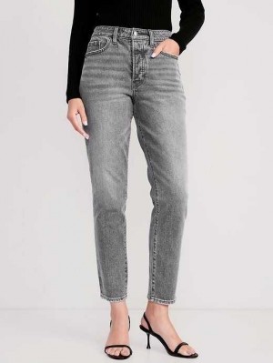 Jean Old Navy High-Waisted Button-Fly OG Droit Ankle Jeans Femme Noir | 683-UCMWVA