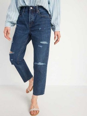 Jean Old Navy High-Waisted Button-Fly Slouchy Droit Cropped Non-Stretch Jeans Femme Remi | 659-EOTURM