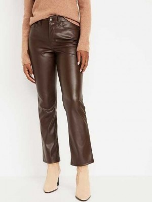 Jean Old Navy High-Waisted Faux-Cuir Boot-Cut Ankle Pants Femme Marron | 217-GYZLHW