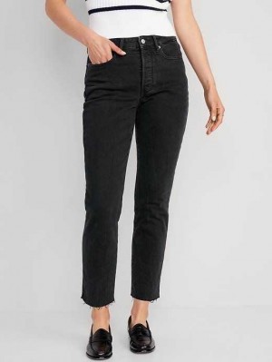 Jean Old Navy High-Waisted OG Droit Black Cutoff Jeans Femme Noir | 612-STRHMI
