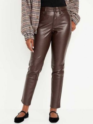 Jean Old Navy High-Waisted OG Droit Faux-Cuir Ankle Pants Femme Marron | 426-XCUJSD