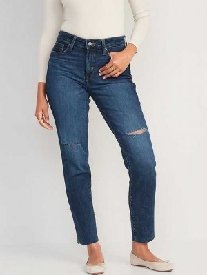 Jean Old Navy High-Waisted O.G. Droit Ripped Cut-Off Jeans Femme Ayla | 687-AZJTVX