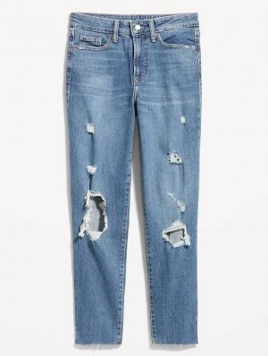Jean Old Navy High-Waisted OG Droit Ripped Ankle Jeans Femme Saylor | 958-MRDOJW
