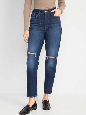 Jean Old Navy High-Waisted OG Droit Ripped Ankle Jeans Femme Adley | 341-QOFYZC