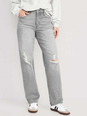 Jean Old Navy High-Waisted OG Loose Jeans Femme Grise Lavage | 837-XRKDCY