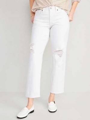 Jean Old Navy High-Waisted OG Loose Ripped White Jeans Femme Blanche | 679-MSPZXJ
