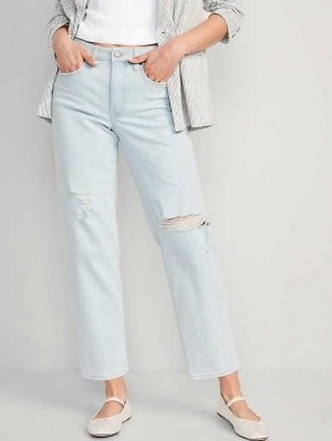 Jean Old Navy High-Waisted OG Loose Ripped Jeans Femme Katja Damage | 104-URKYEG