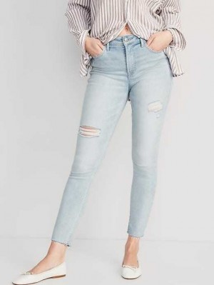 Jean Old Navy High-Waisted Rockstar Super-Mince Distressed Ankle Jeans Femme Karen | 819-MDEKPO