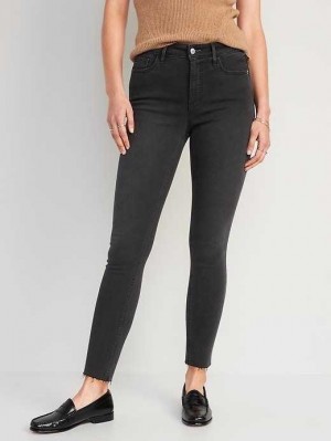 Jean Old Navy High-Waisted Rockstar Super-Mince Black Cut-Off Ankle Jeans Femme Noir | 720-IVZTBD