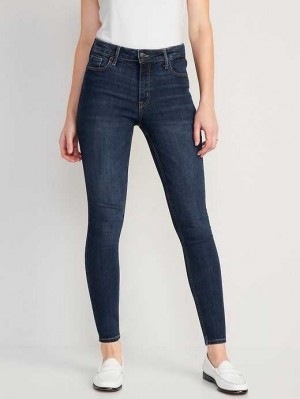 Jean Old Navy High-Waisted Rockstar Super-Mince Jeans Femme Noir | 641-ZPVQGR