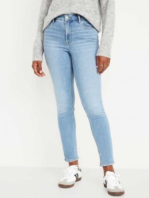 Jean Old Navy High-Waisted Rockstar Super-Mince Built-In Warm Jeans Femme Lavage Clair | 567-APOTKX