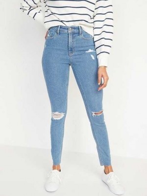 Jean Old Navy High-Waisted Rockstar Super-Mince Ripped Ankle Jeans Femme Lolly | 506-WASTVE