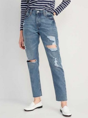 Jean Old Navy High-Waisted Slouchy Droit Cropped Ripped Jeans Femme Susan | 048-IBEHDQ