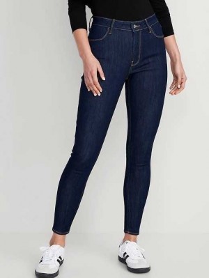 Jean Old Navy High-Waisted Wow Super-Mince Ankle Jeans Femme Lavage Foncé | 180-VRHDLP