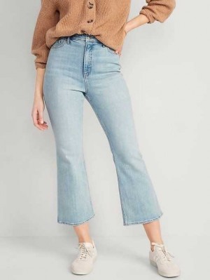 Jean Old Navy Higher High-Waisted Cropped Flare Jeans Femme Lavage Clair | 708-TXJWKE