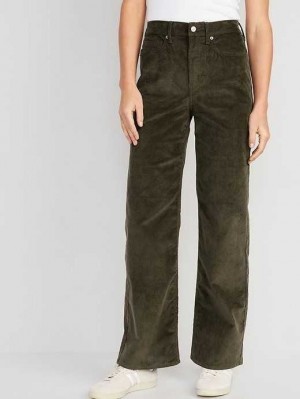 Jean Old Navy Higher High-Waisted Larges-Leg Corduroy Pants Femme Vert | 120-WMGKON
