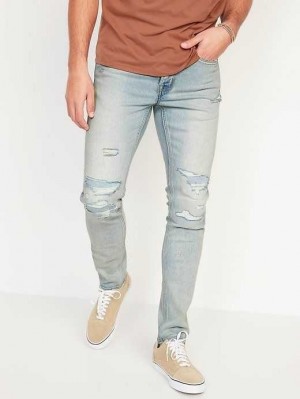 Jean Old Navy Mince Built-In Flex Ripped Jeans Homme Damaged Medium | 940-ZQTDBJ